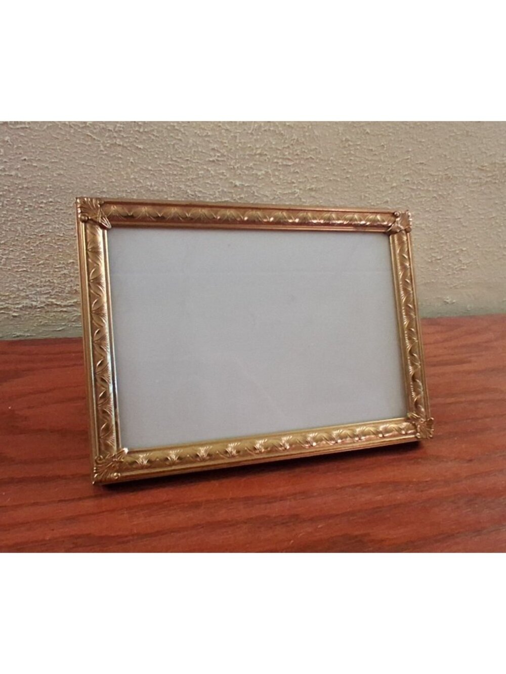 Antique Picture Photo Frame Gold Metal Ornate Tabletop Landscape for Photo 4x7